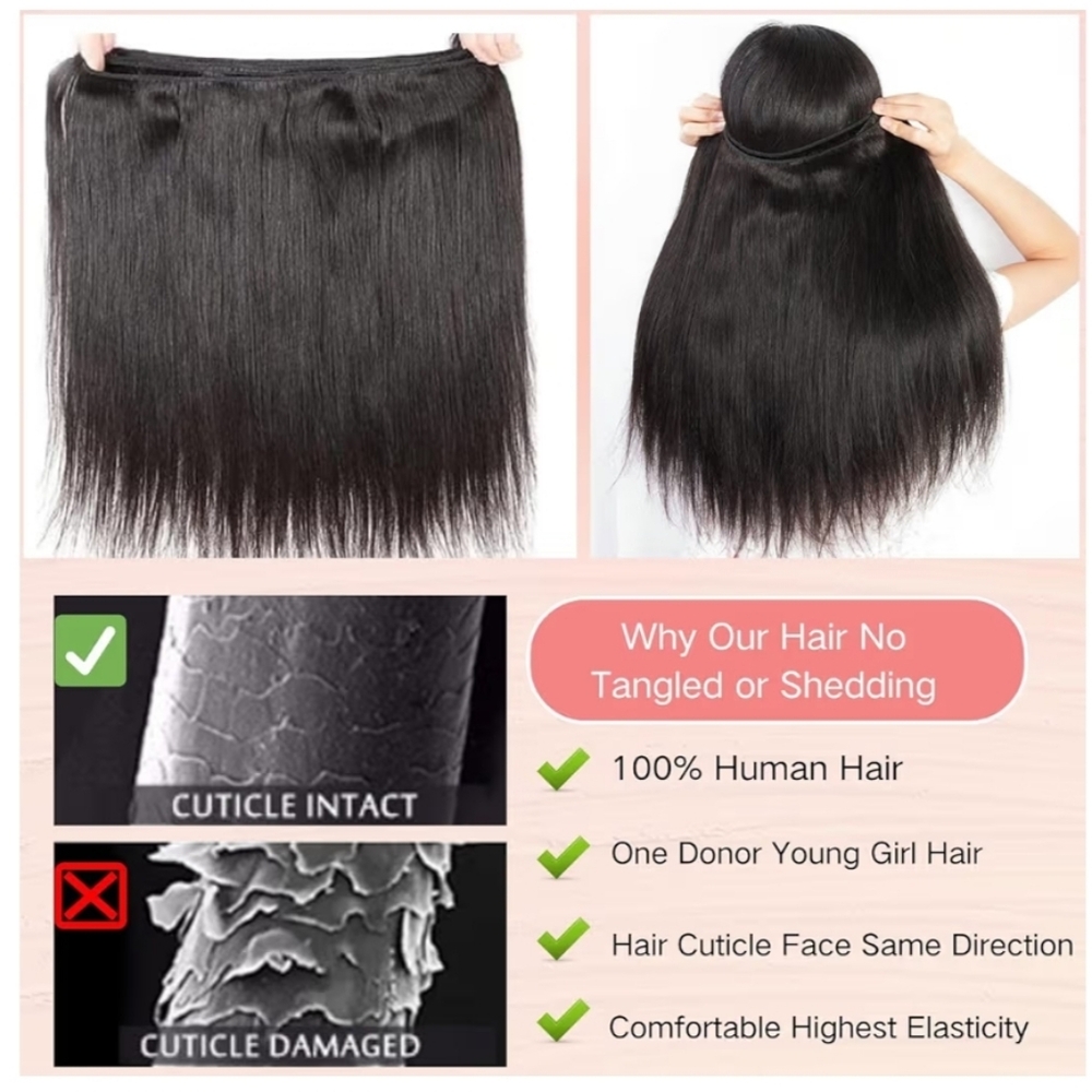 12A Human Hair Bundles Straight 14 Inch - Picture 4 of 8
